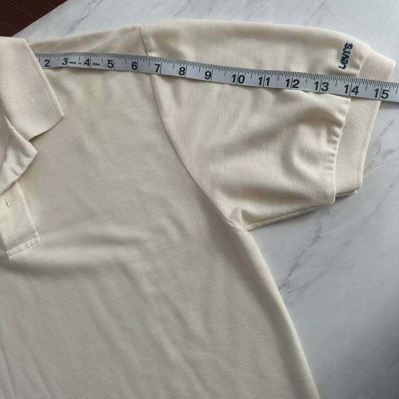 Vintage 80’s Levi’s polo medium ivory mens golf shirt long tail short sleeve - Picture 13 of 14